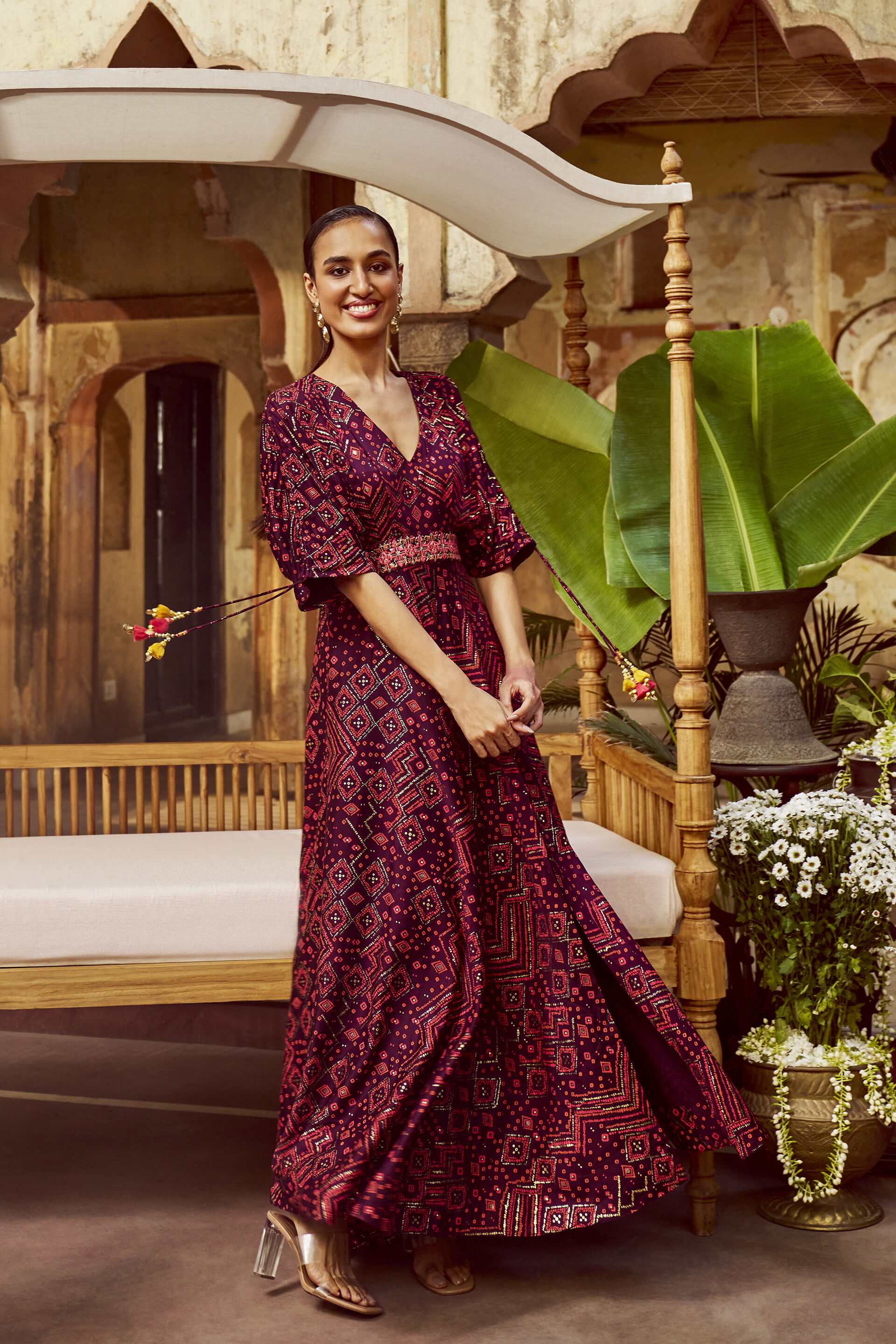 Global desi maroon maxi dress on sale